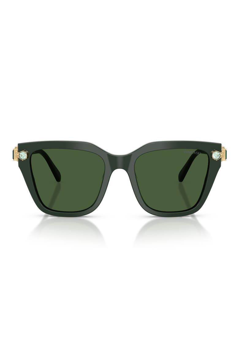 53mm Irregular Sunglasses, Main, color, DARK GREEN / DARK GREEN