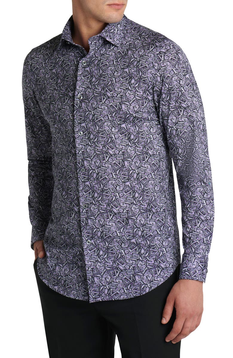 Bugatchi OoohCotton<sup>®</sup> Print Button-Up Shirt, Alternate, color, 