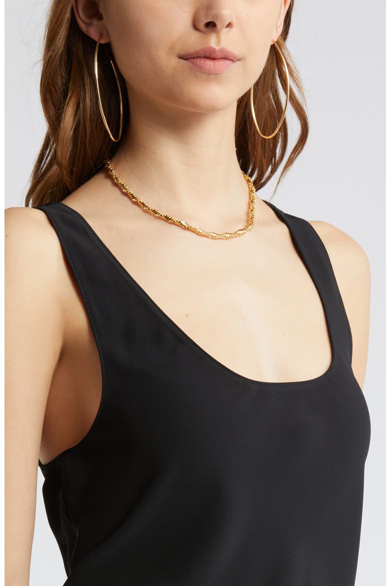 Scoop Neck Woven Tank, Alternate, color, BLACK