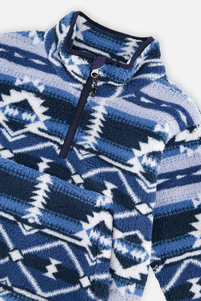 Mid-Season Plush Half Zip Kangaroo Pocket Pullover Jacket, Alternate, color, Aztec Blue