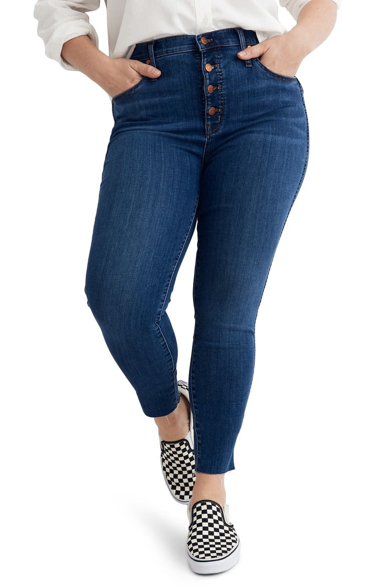 Button Front 10-Inch High Rise Skinny Jeans, Alternate, color, BRINVILLE WASH