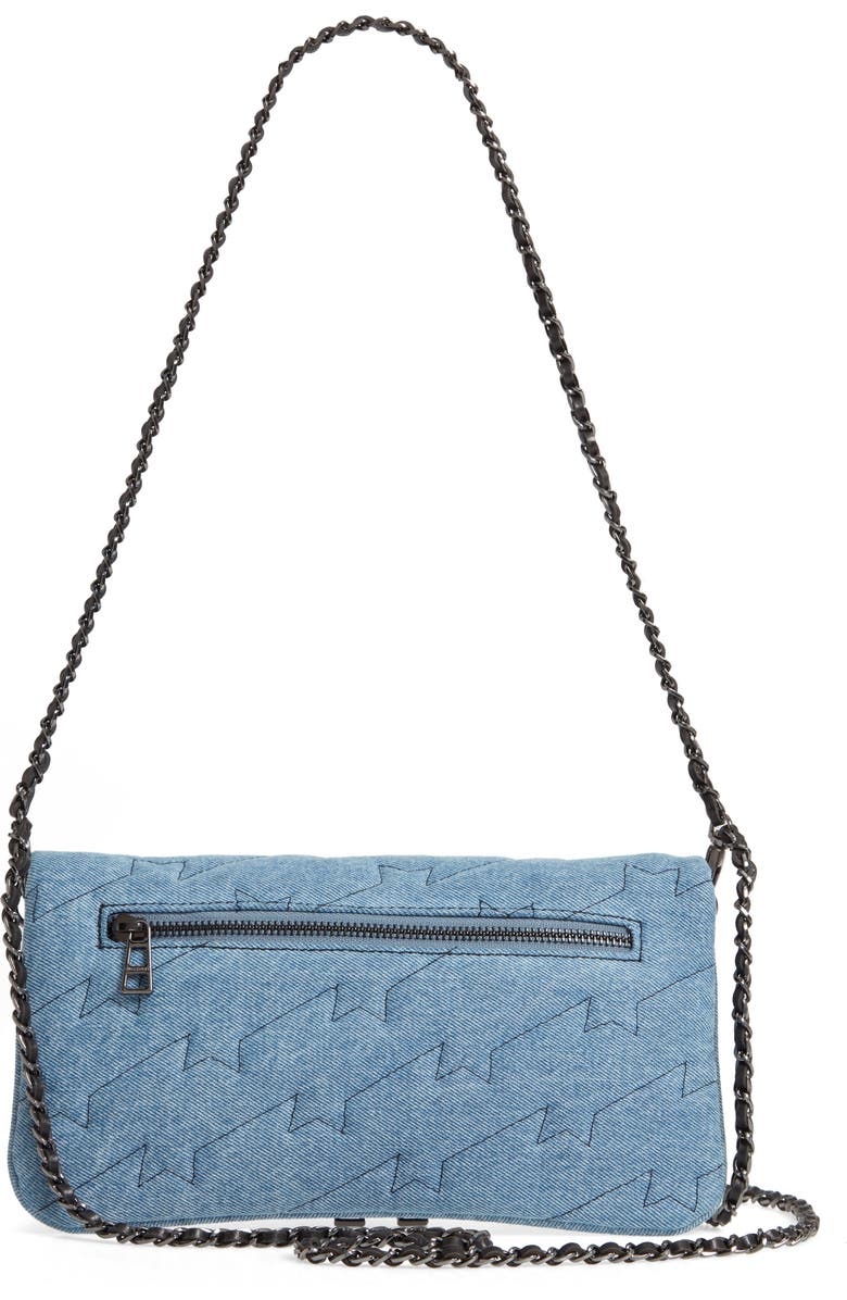 Zadig & Voltaire Small Rocky Quilted Denim Shoulder Bag, Alternate, color,