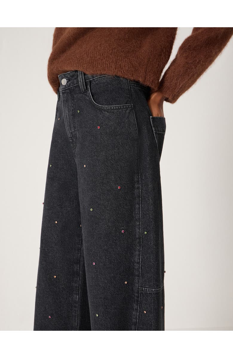 Hush Embellished Bree Barrel Leg Jeans, Alternate, color, Washed Black