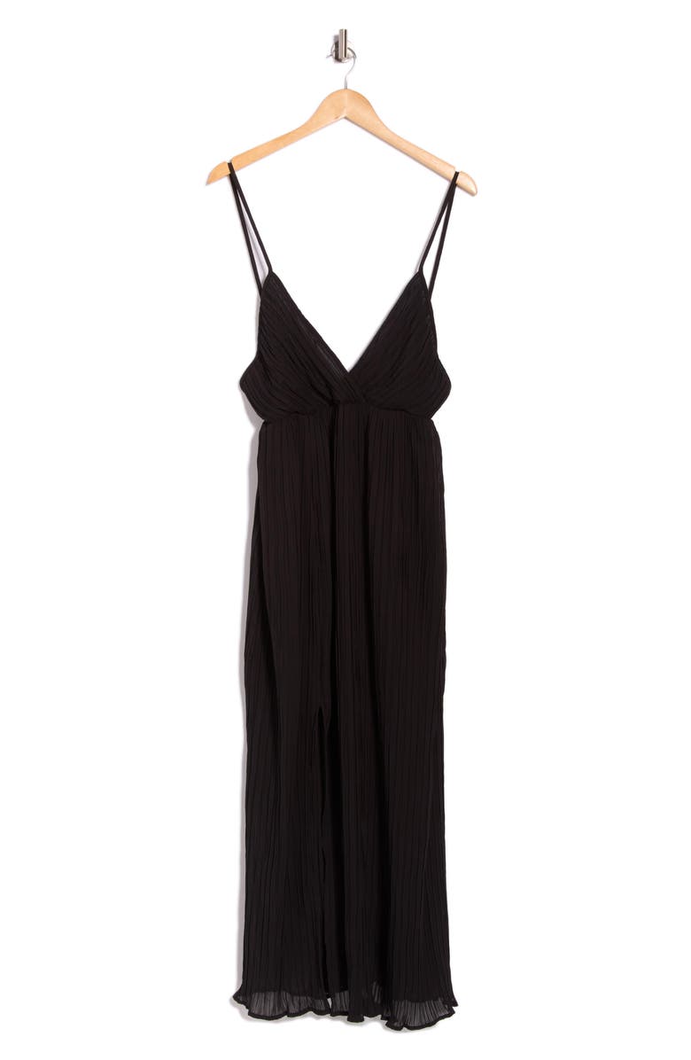 Lovestitch Pleated Tie Back Empire Waist Midi Dress, Alternate, color, Black