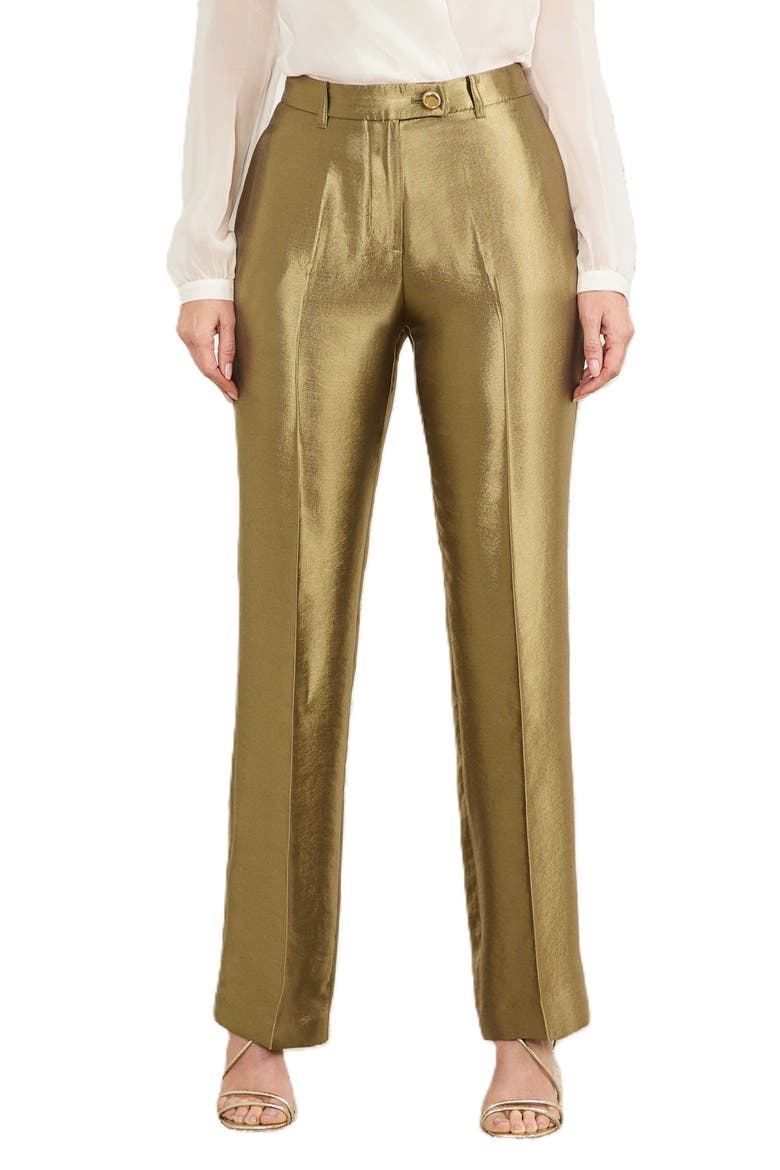 Milla Metallic Straight Leg Pants, Main, color, GOLD