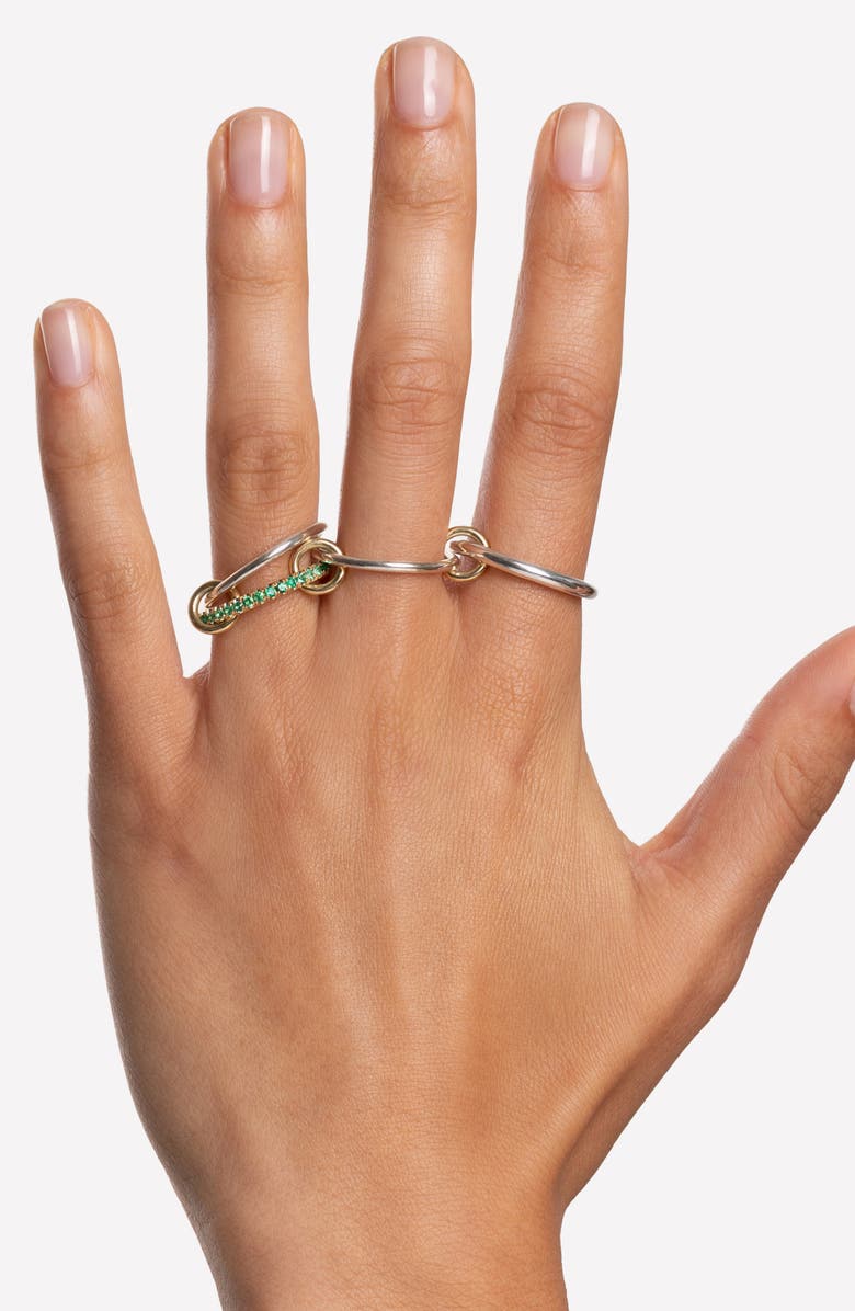 Spinelli Kilcollin Nimbus Two-Tone Linked Emerald Rings, Alternate, color, Silver