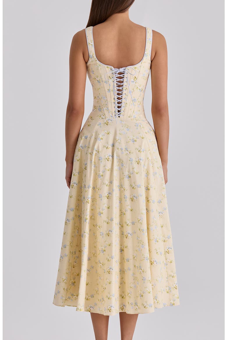 Jaime Floral Stretch Cotton Dress, Alternate, color, LEMON FLORAL
