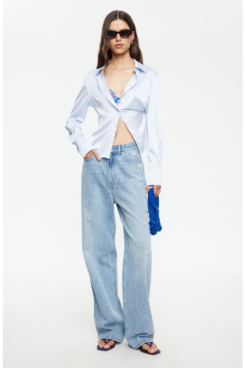 Diamante Wide Leg Jeans, Alternate, color, LIGHT DENIM