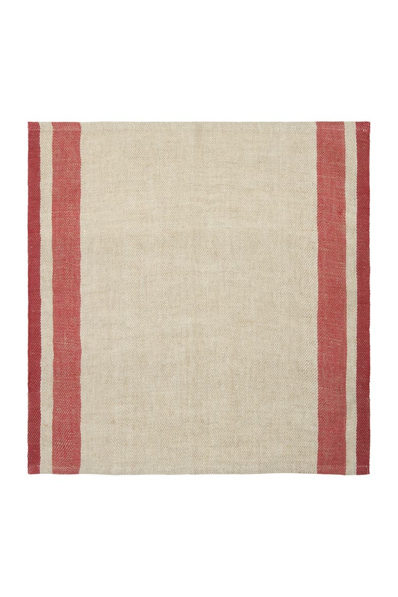 Gordes Napkins - Set of 4, Alternate, color, Red, Natural 20" x 20"