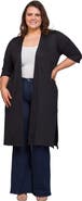 24seven Comfort Apparel Open Front Knee Length Duster Cardigan