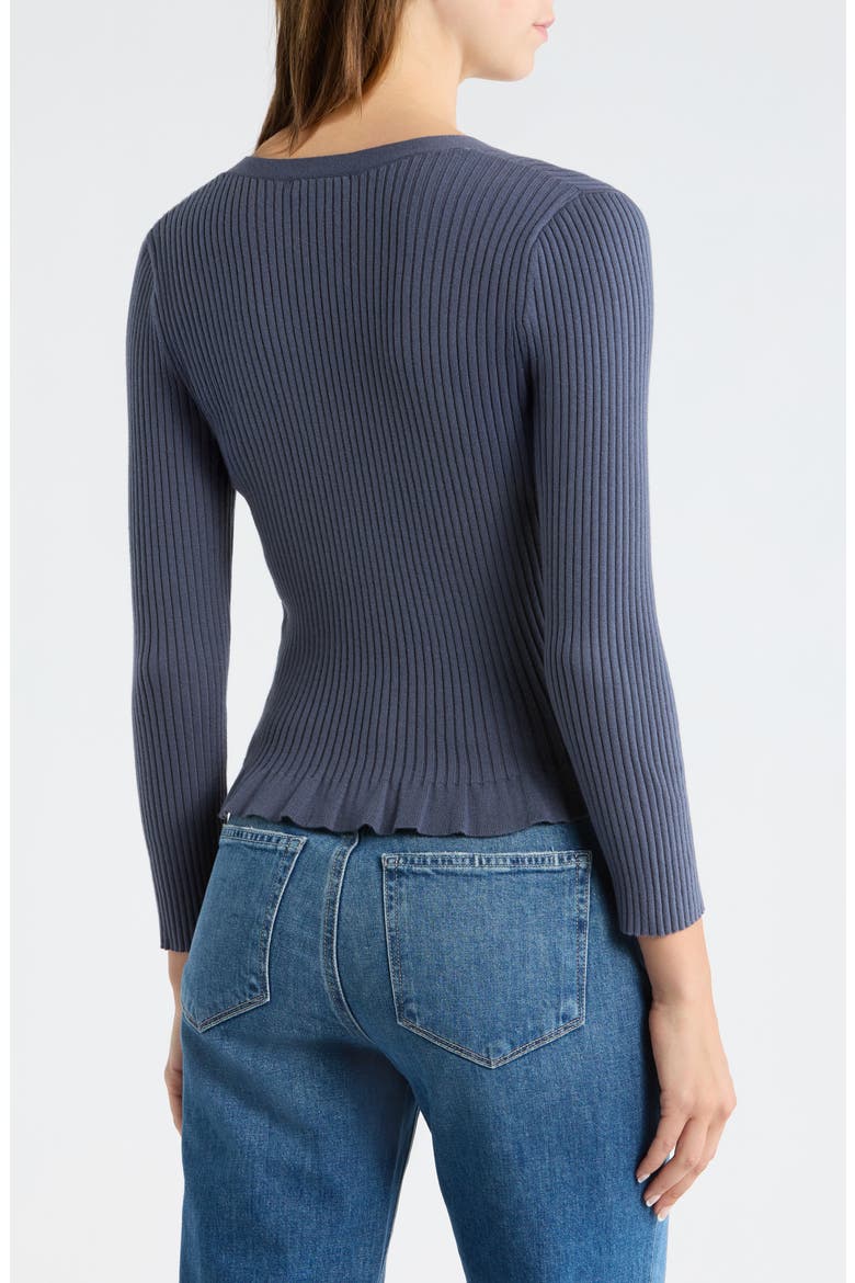 Royce Cotton & Silk Blend Rib Cardigan, Alternate, color, PACIFIC BLUE