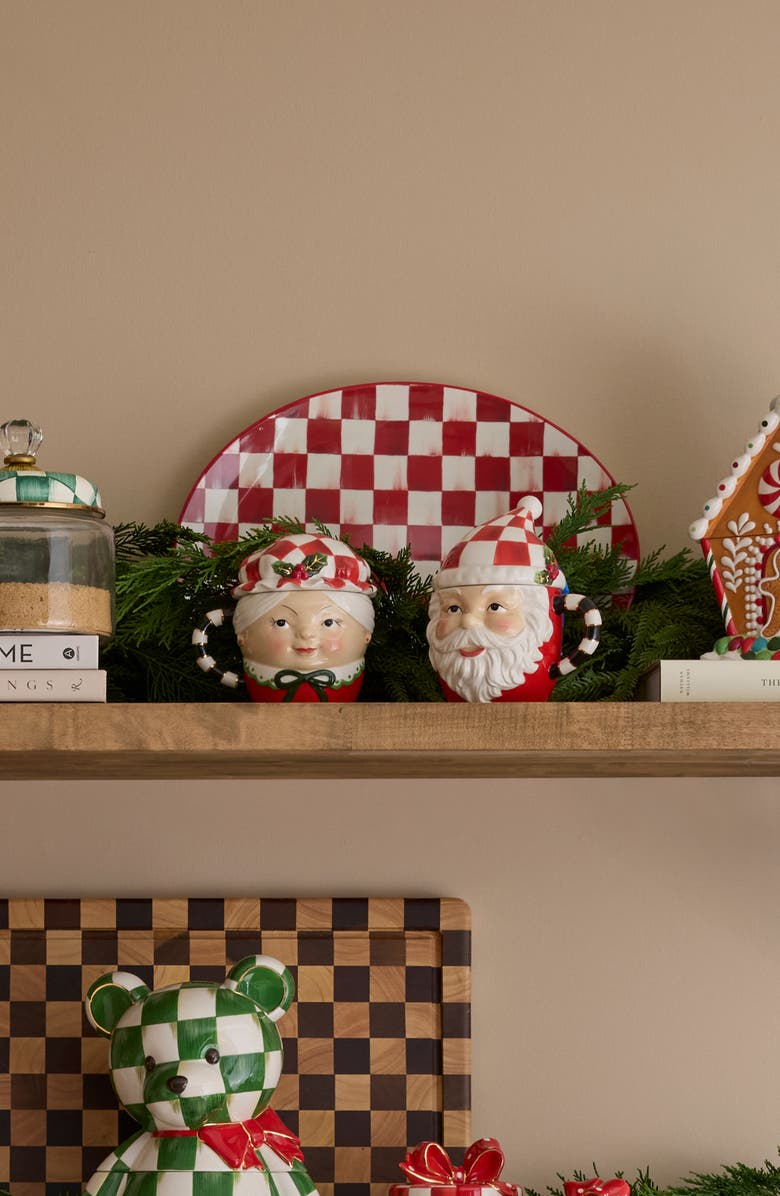 MACKENZIE CHILDS Check It Out Set of 2 Covered Mugs, Alternate, color, Red