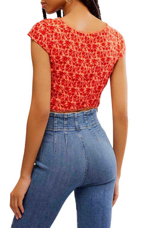 Free People Faye Printed Top In Washed Red Combo