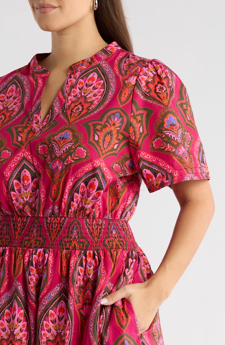 SUGARLIPS Azura Paisley Belraj Tiered Cotton Maxi Dress, Alternate, color, Berry-Multi