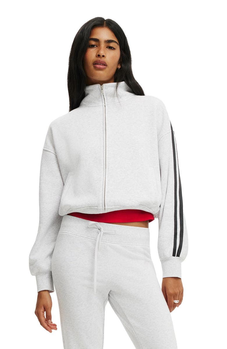 Cotton On Women's Funnel Neck Fleece Zip Through, Main, color, Light Grey Marle Taping