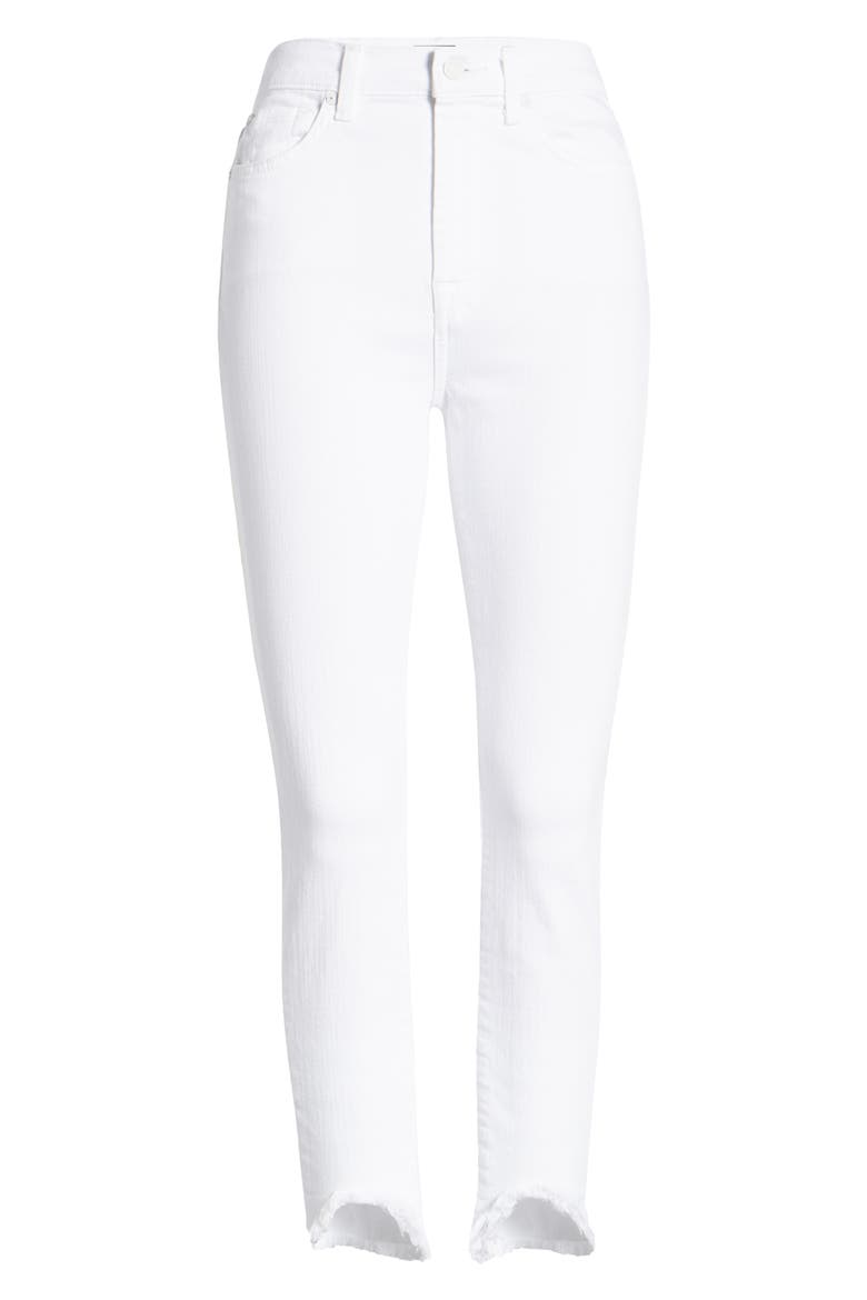 Fray Hem Ankle Skinny Jeans, Alternate, color, CLEAN WHITE