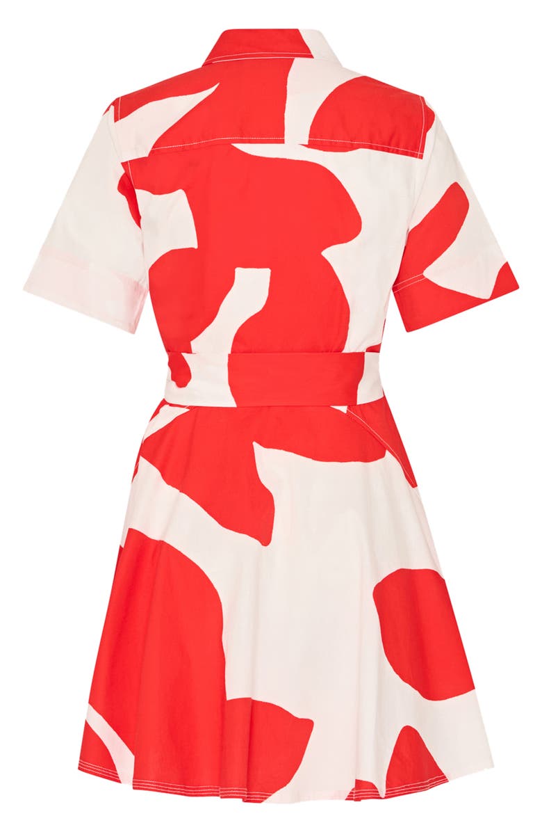 Milly Grand Foliage Belted Stretch Cotton Poplin Shirtdress, Alternate, color, 