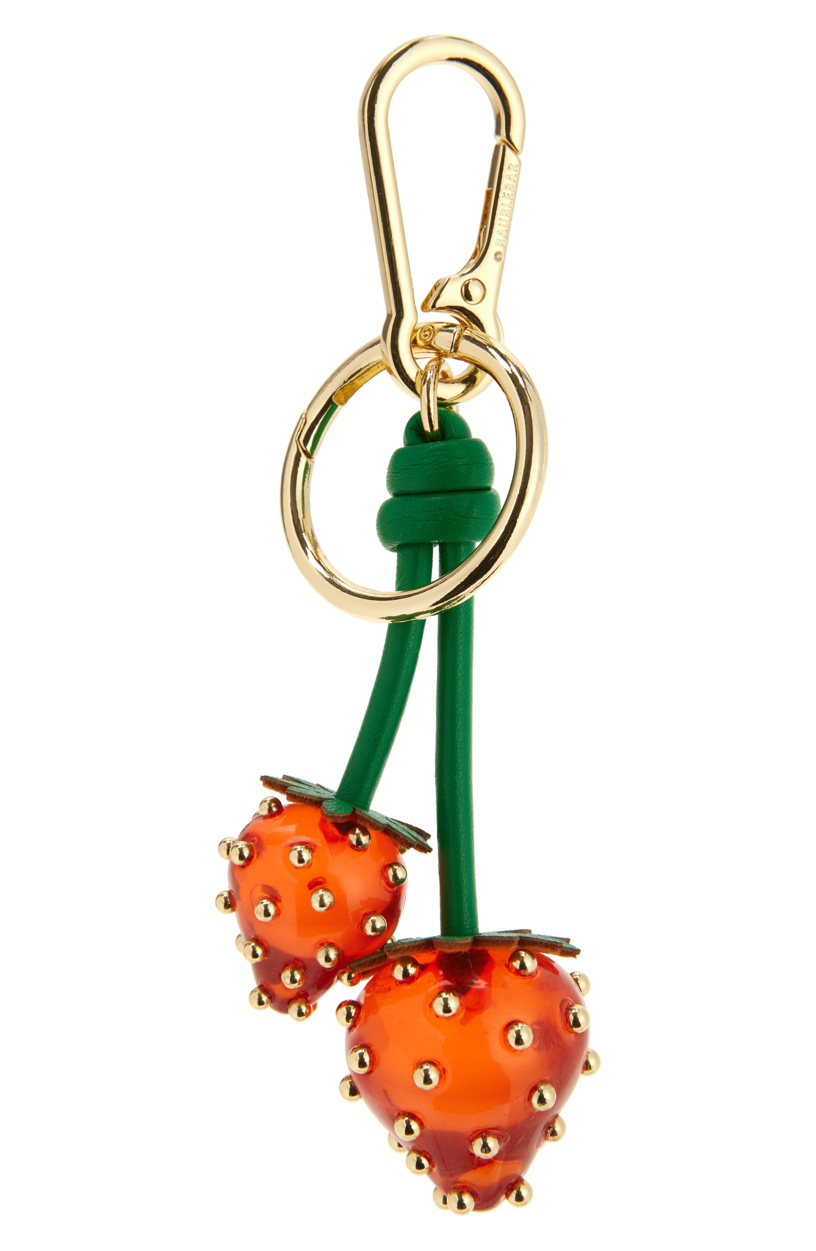 BaubleBar Strawberry Bag Charm, Main, color, Red