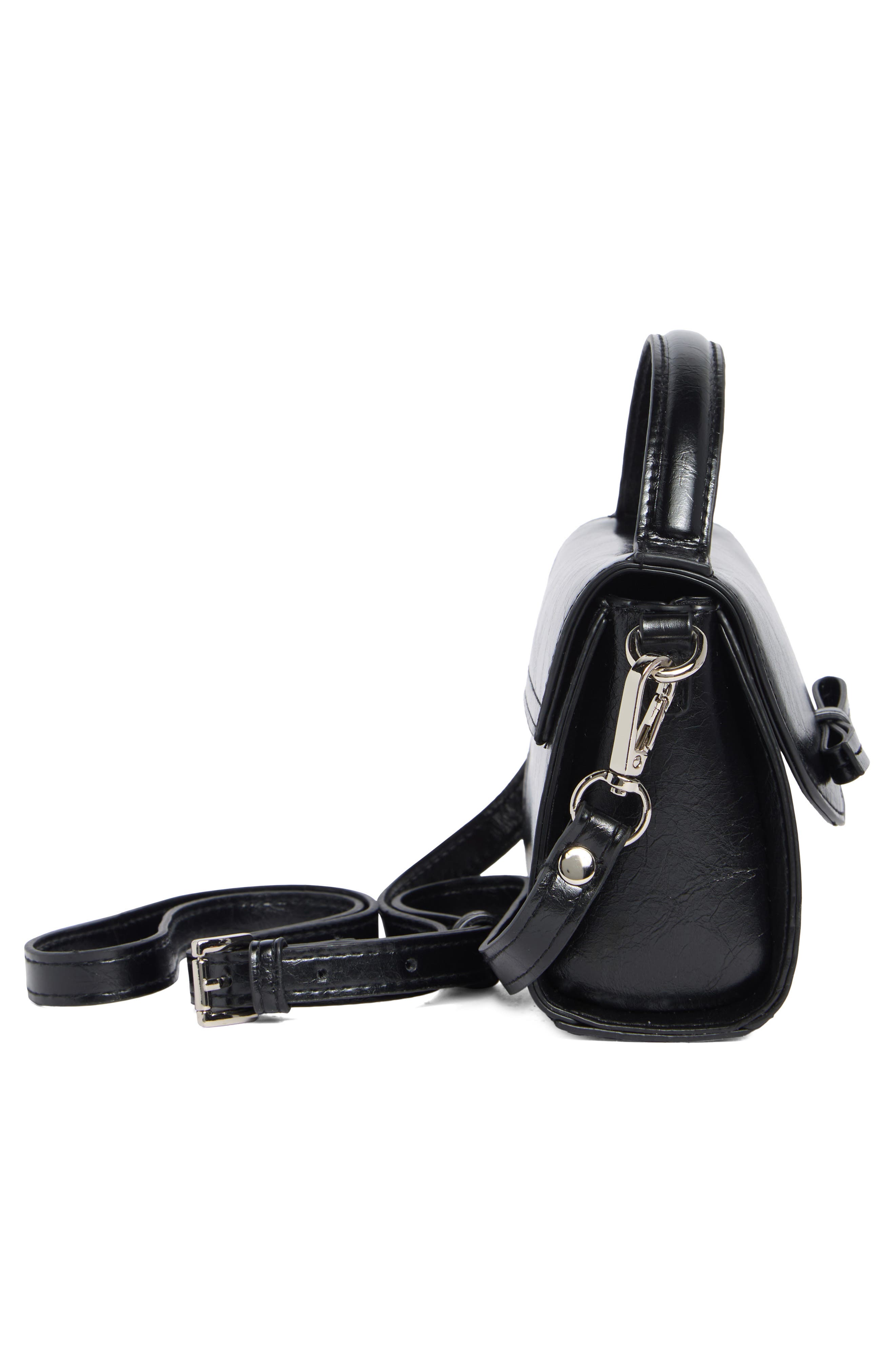 Madden Girl Faux Leather Top Handle Crossbody Bag, Alternate, color, Black