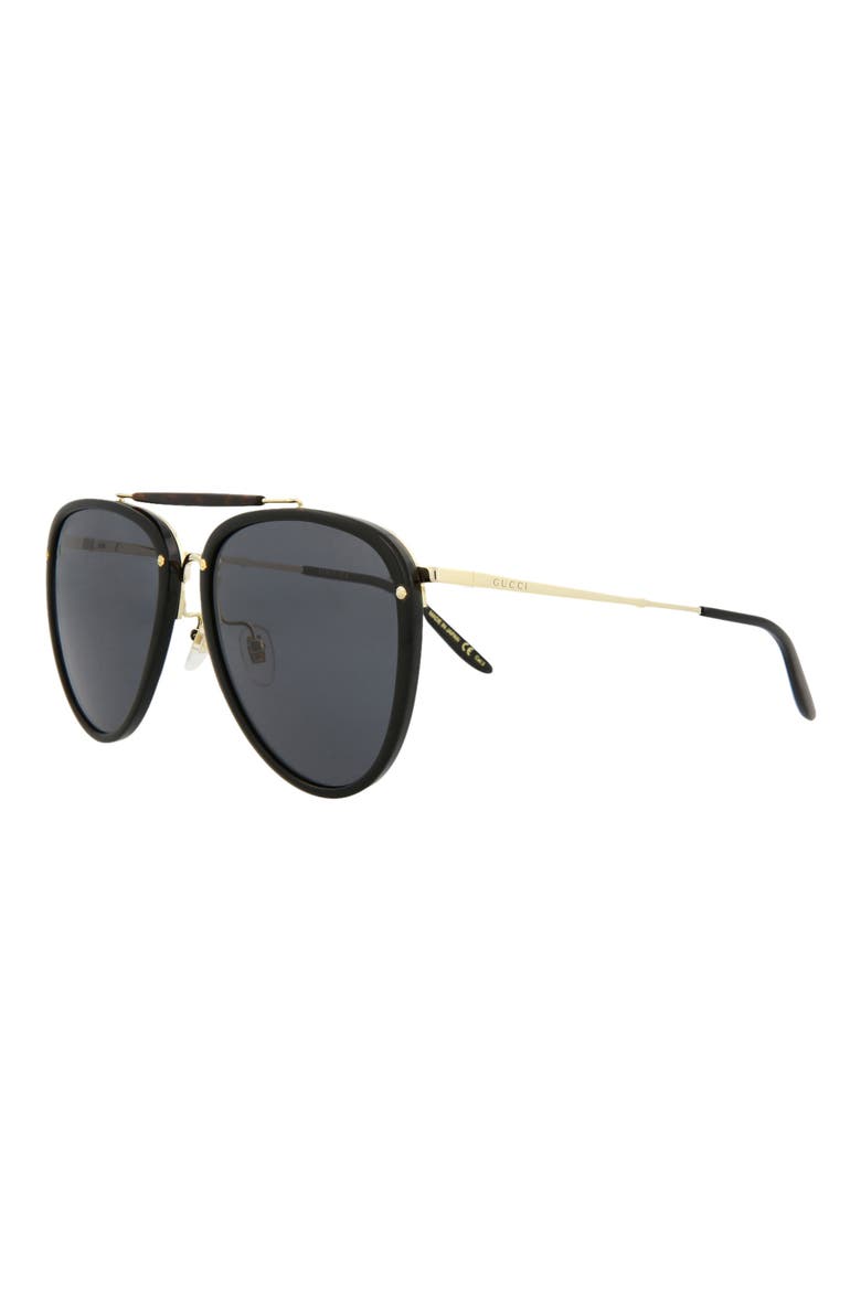 58mm Aviator Sunglasses, Alternate, color, BLACK GOLD GREY