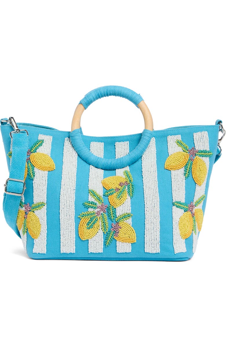 Collection XIIX Beaded Canvas Tote Bag, Main, color, Light Blue