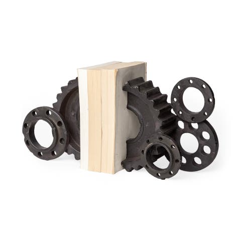 Cogsworth Set of 2 Resin Industrial Gear Bookends
