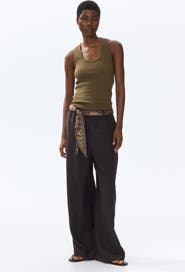 H&M Scarf-detail Linen-blend Trousers