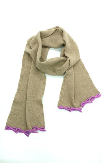 Portolano Bow Trim Scarf In Neutral