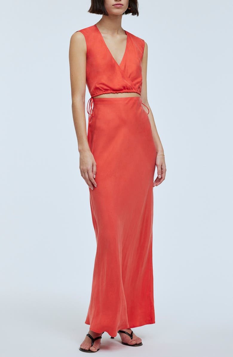 Madewell Modular Sleeveless Cupro Blend Maxi Dress, Main, color, 