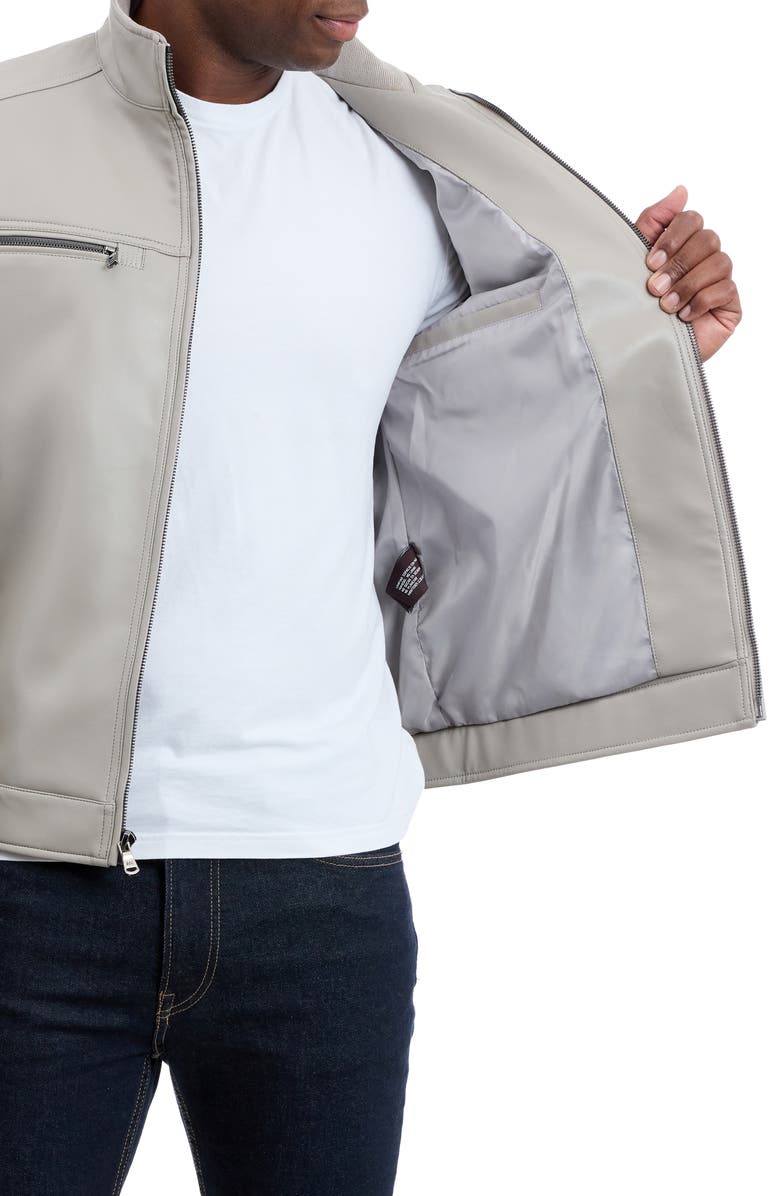 Michael Kors Barmullo Faux Leather Jacket, Alternate, color, Bone