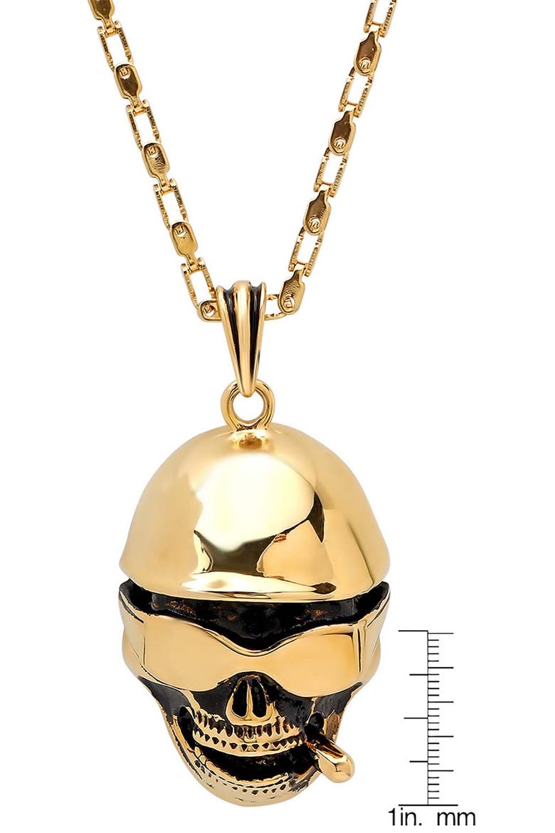 Men's Skull Pendant Necklace, Alternate, color, GOLD