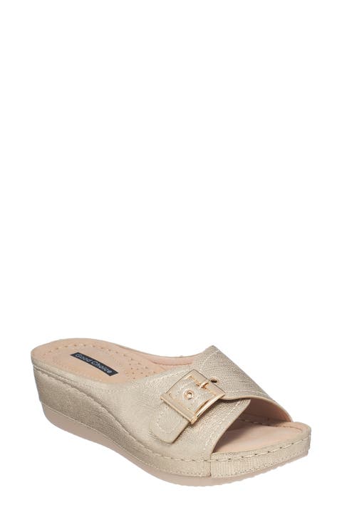 Justina Buckle Wedge Sandal (Women)
