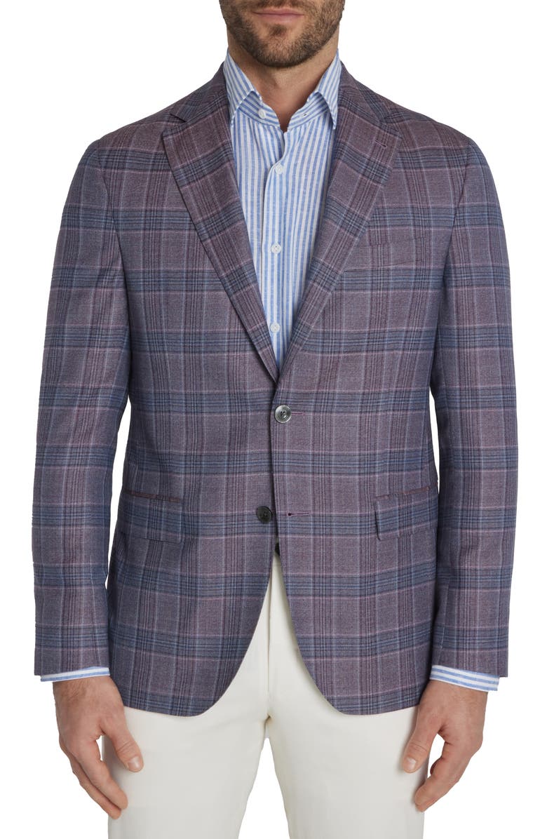 Jack Victor Midland Plaid Wool Sport Coat, Main, color, Purple