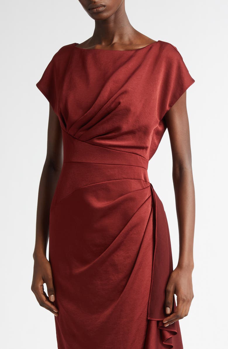 Lela Rose Florence Ruched Satin Dress, Alternate, color,