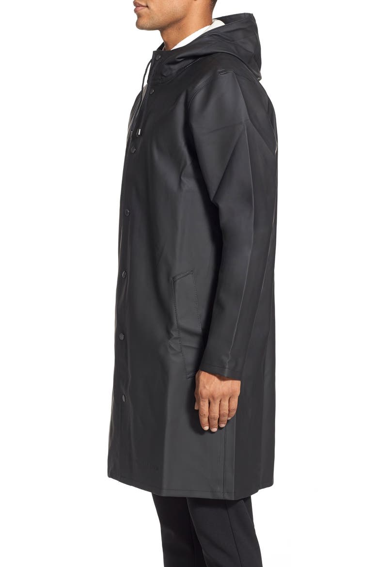 Stockholm Hooded Long Raincoat, Alternate, color, BLACK