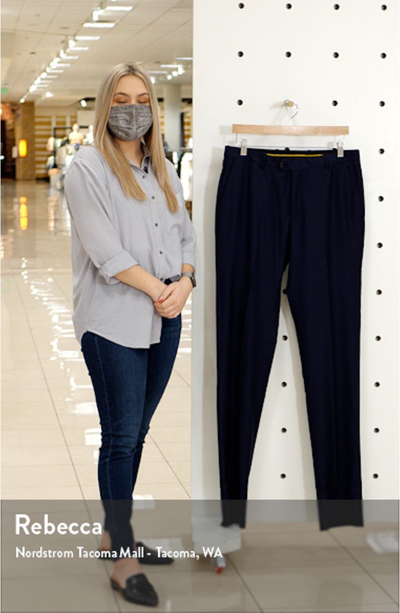 Honeyway Flat Front Wool Dress Pants, sales video thumbnail