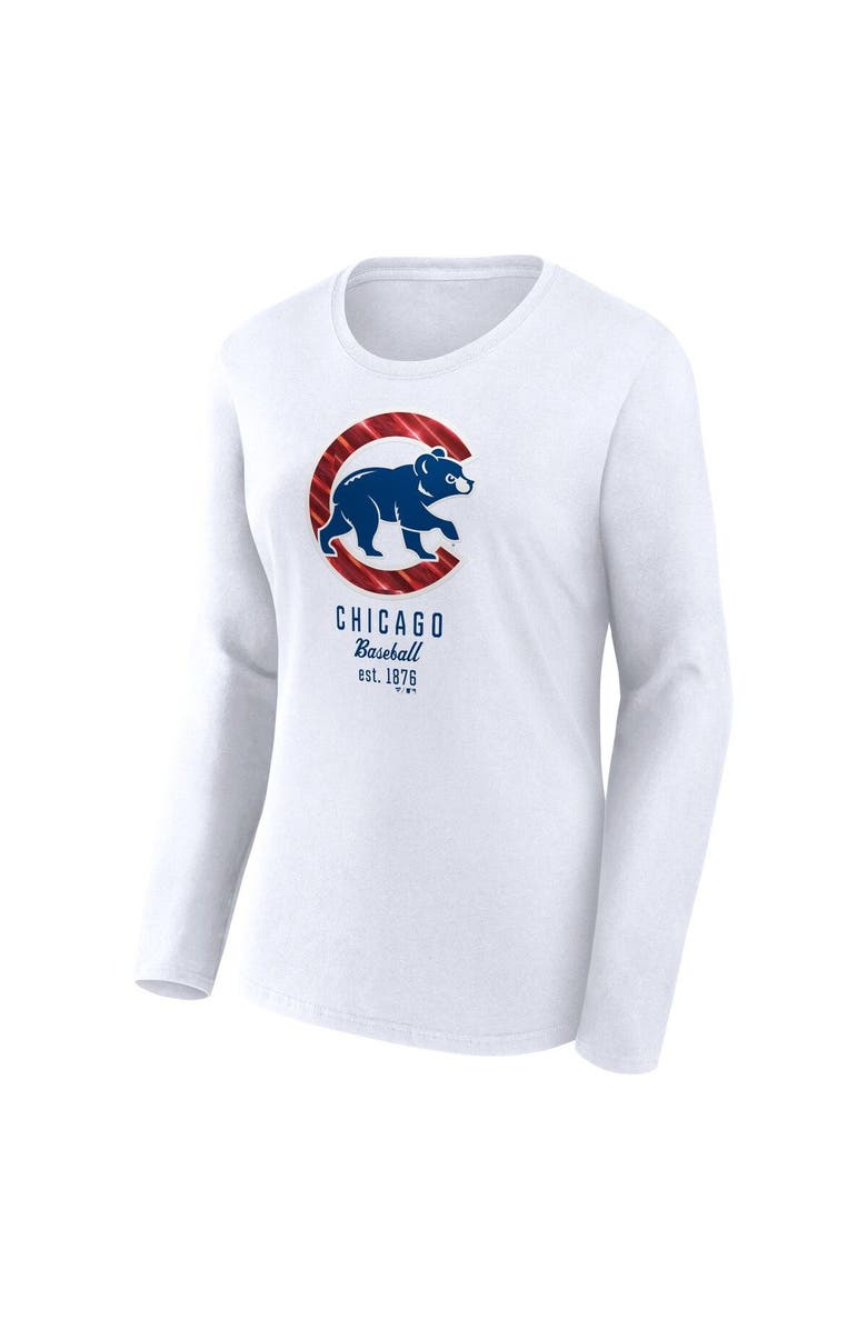 FANATICS Women's Fanatics Branded  White Chicago Cubs Lightweight Fitted Long Sleeve T-Shirt, Alternate, color, 