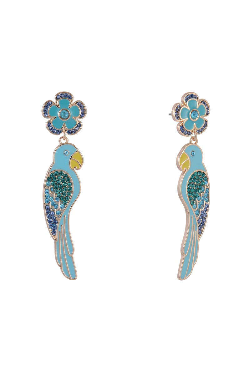 Blue Parrot Earrings, Main, color, Blue