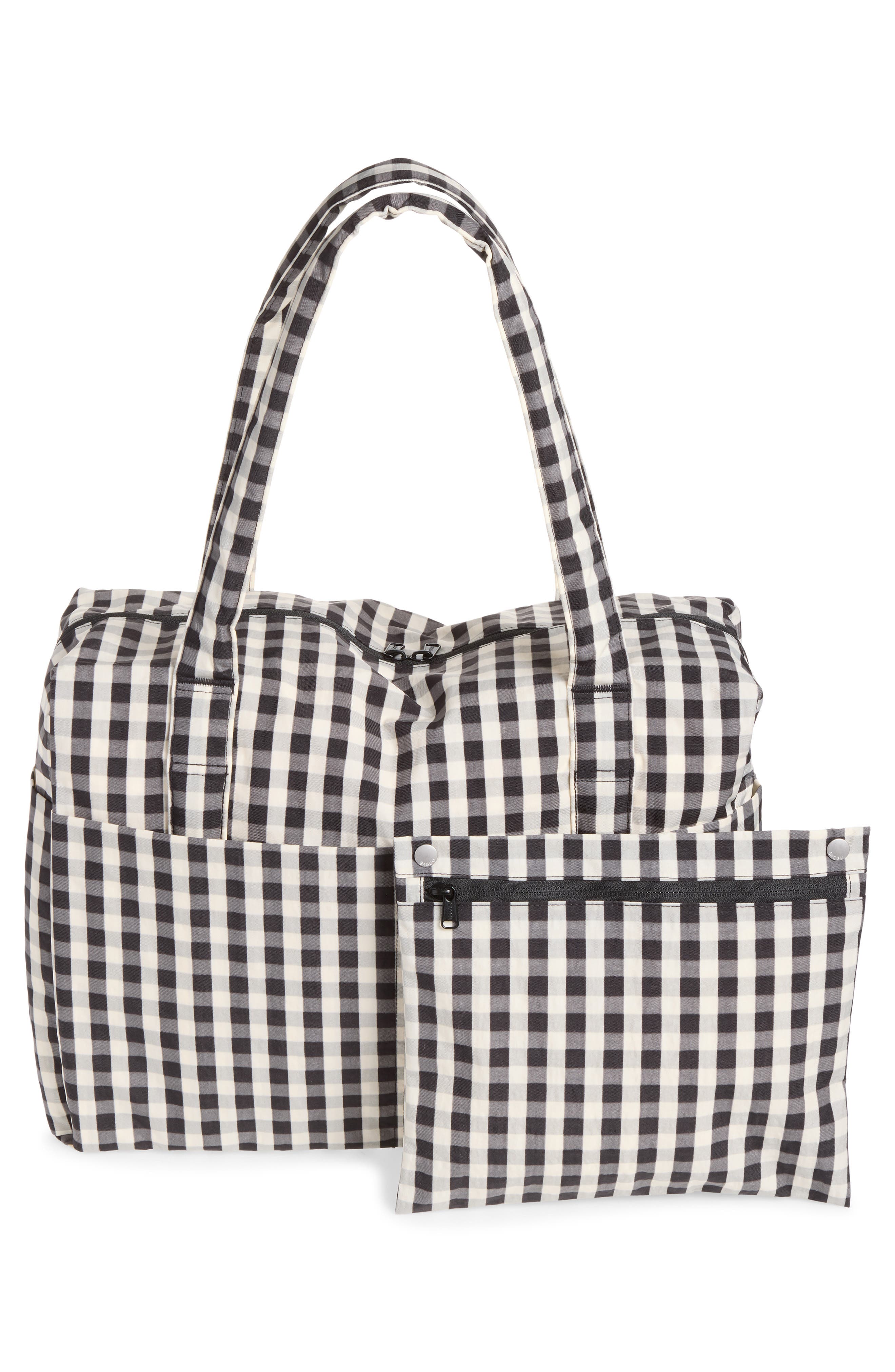 Cloud Recycled Nylon Carry-On Bag, Alternate, color, BLACK AND CREAM GINGHAM