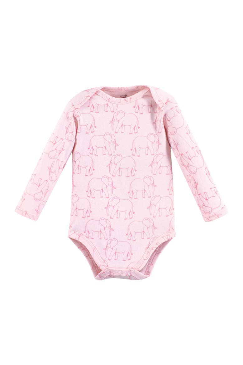Little Soft Organic Cotton Long-Sleeve One-Piece Essentials, Alternate, color, Pink Peanut