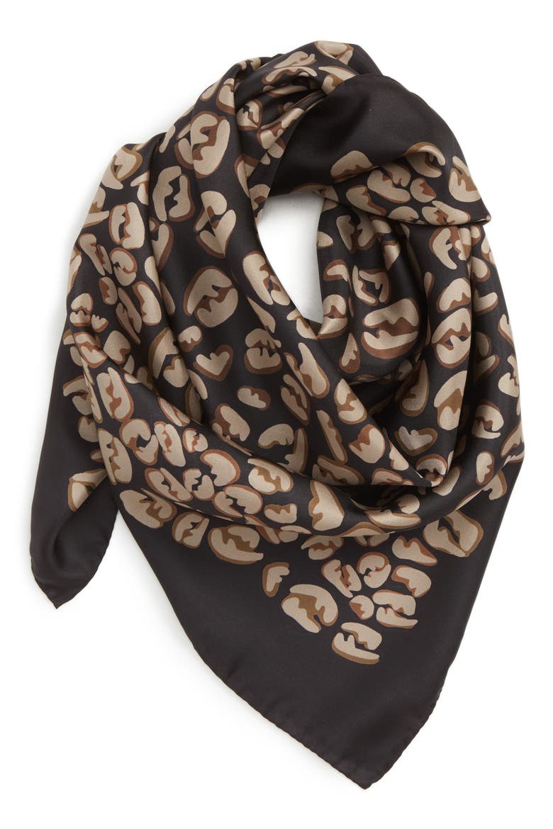 FF Splash Silk Scarf, Alternate, color, BLACK