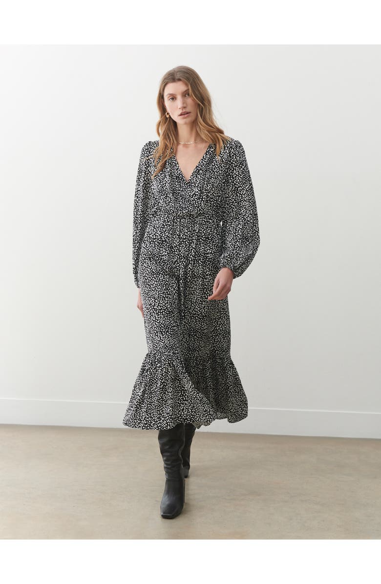 Finery London Suzie Animal Print Midi Dress, Alternate, color, Black Dot