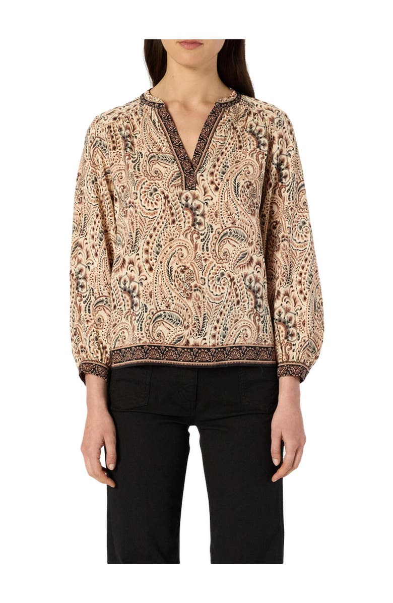 GERARD DAREL Amaya Paisley Print V Neck Blouse, Alternate, color, Natural