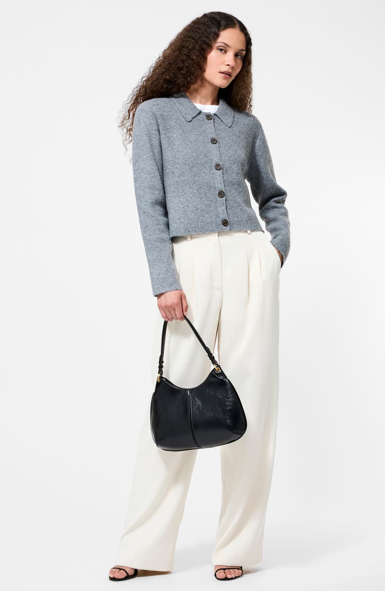 French Connection Ellie Collared Crop Cardigan, Alternate, color, Mid Grey Melange