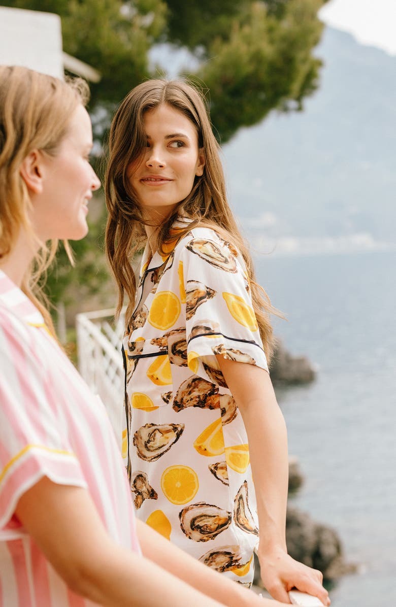 Katie Kime The World is Your Oyster Toile Short Pajamas, Alternate, color, Yellow