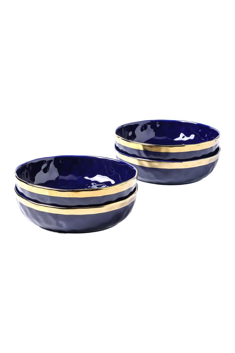 Florian Porcelain 4-Piece Pasta Bowl Set, Main, color, Blue