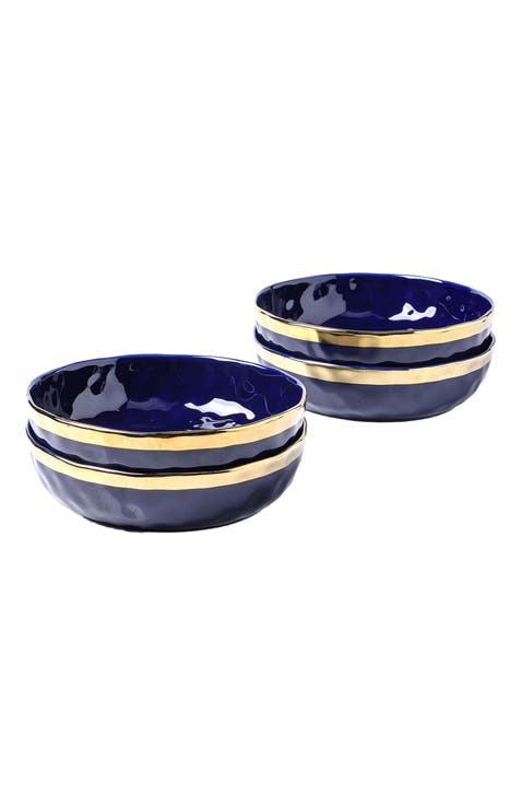 Florian Porcelain 4-Piece Pasta Bowl Set