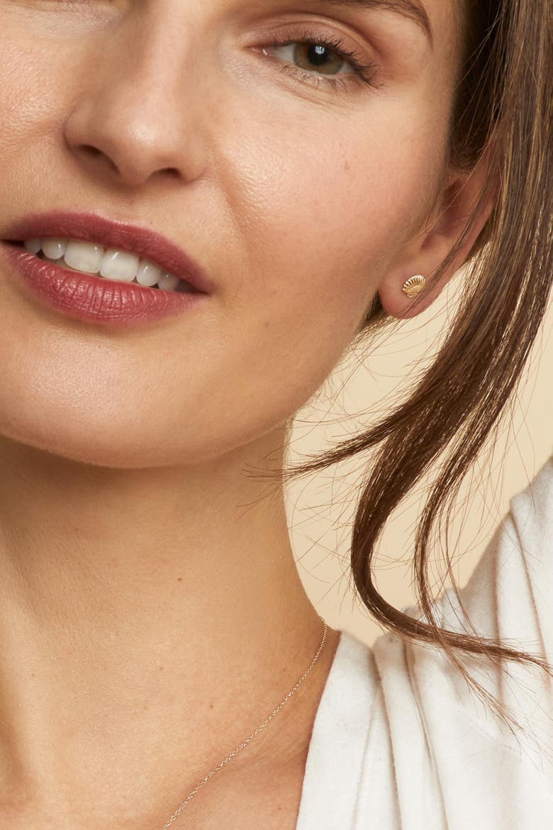 14K Yellow Gold Seashell Studs, Alternate, color, Yellow Gold