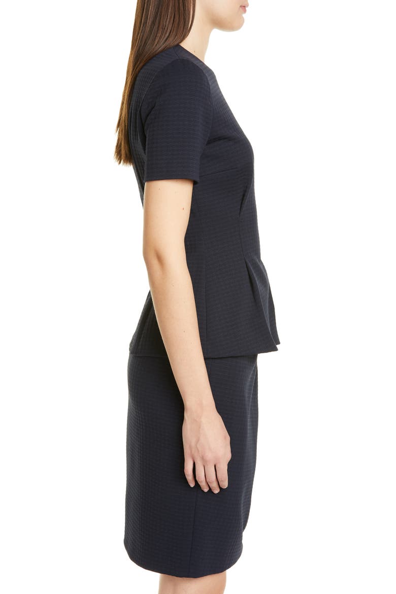 Itadara Houndstooth Peplum Top, Alternate, color, DARK NAVY