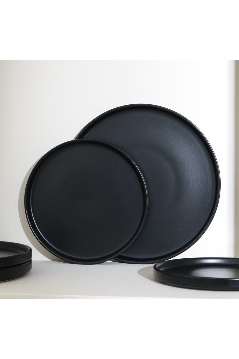 Celina Stoneware 32-Piece Dinnerware Set with Pasta Bowls, Alternate, color, Black